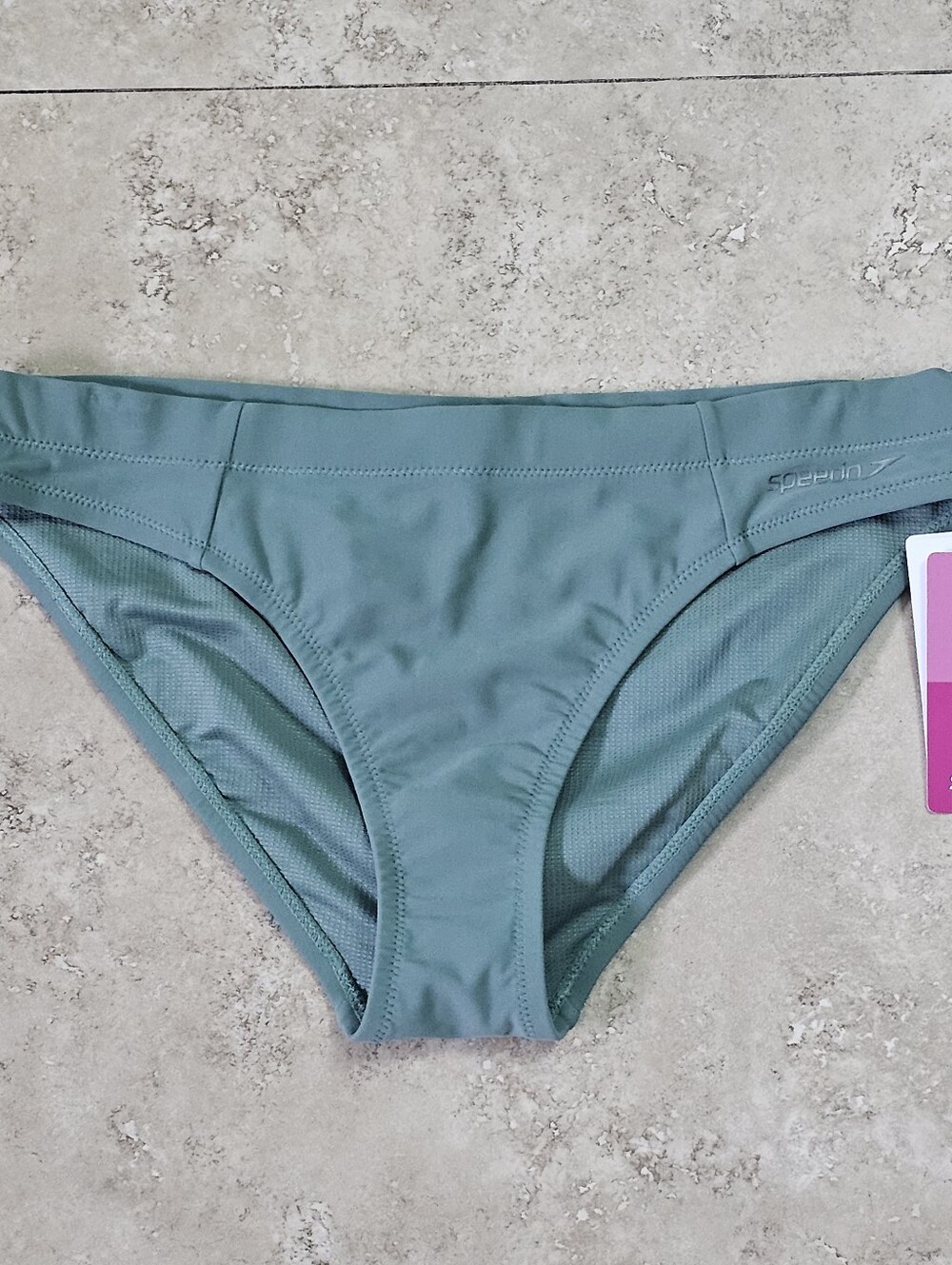 Speedo Womens Olive Hydraline Fitness Classic Solid Bikini Bottom Size Small NEW